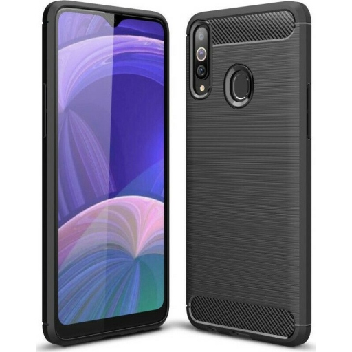 Θήκη Προστασίας Samsung Galaxy A20s - Back Cover Case TPU Oem - Carbon Fiber Black