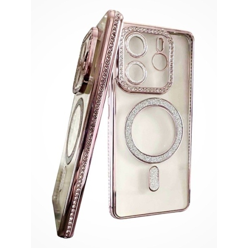 Xiaomi Redmi Note 14 5g Θήκη Σιλικόνης Glitter & Strass - Rose