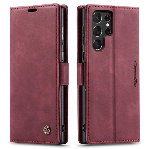 Galaxy S25 Ultra Δερμάτινη Θήκη Book Μπορντό CaseMe