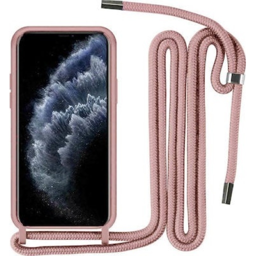 Θήκη Σιλικόνης με κορδόνι Xiaomi Redmi 12C - Back Silicon Case Sand Pink