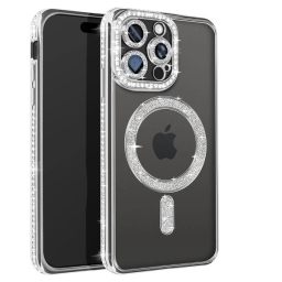 iPhone 15 Pro Max Θήκη Magsafe Glitter-Strass Silver