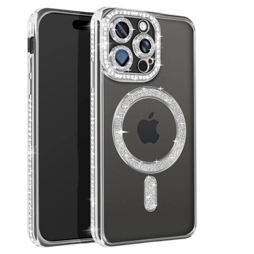 iPhone 15 Pro Max Θήκη Magsafe Glitter-Strass Silver