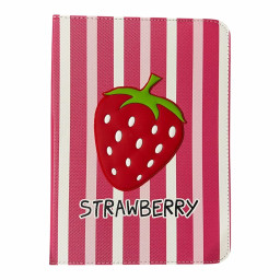 Θήκη Tablet 8'' με Ριγέ Σχέδιο & Ανάγλυφη Φράουλα | Χαριτωμένη & Ανθεκτική