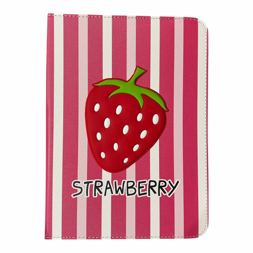 Θήκη Tablet 8'' με Ριγέ Σχέδιο & Ανάγλυφη Φράουλα | Χαριτωμένη & Ανθεκτική