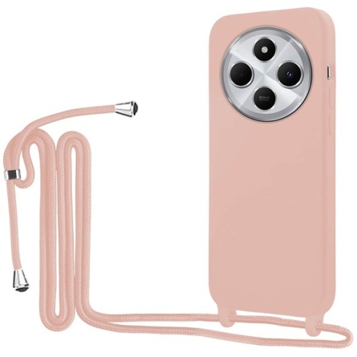 Xiaomi Poco C75 Ροζ Θήκη με Κορδόνι και Mεταλλικά Stop