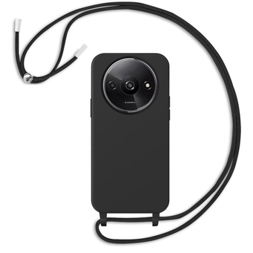 Xiaomi Redmi 14C Μαύρη Θήκη με Κορδόνι και Mεταλλικά Stop
